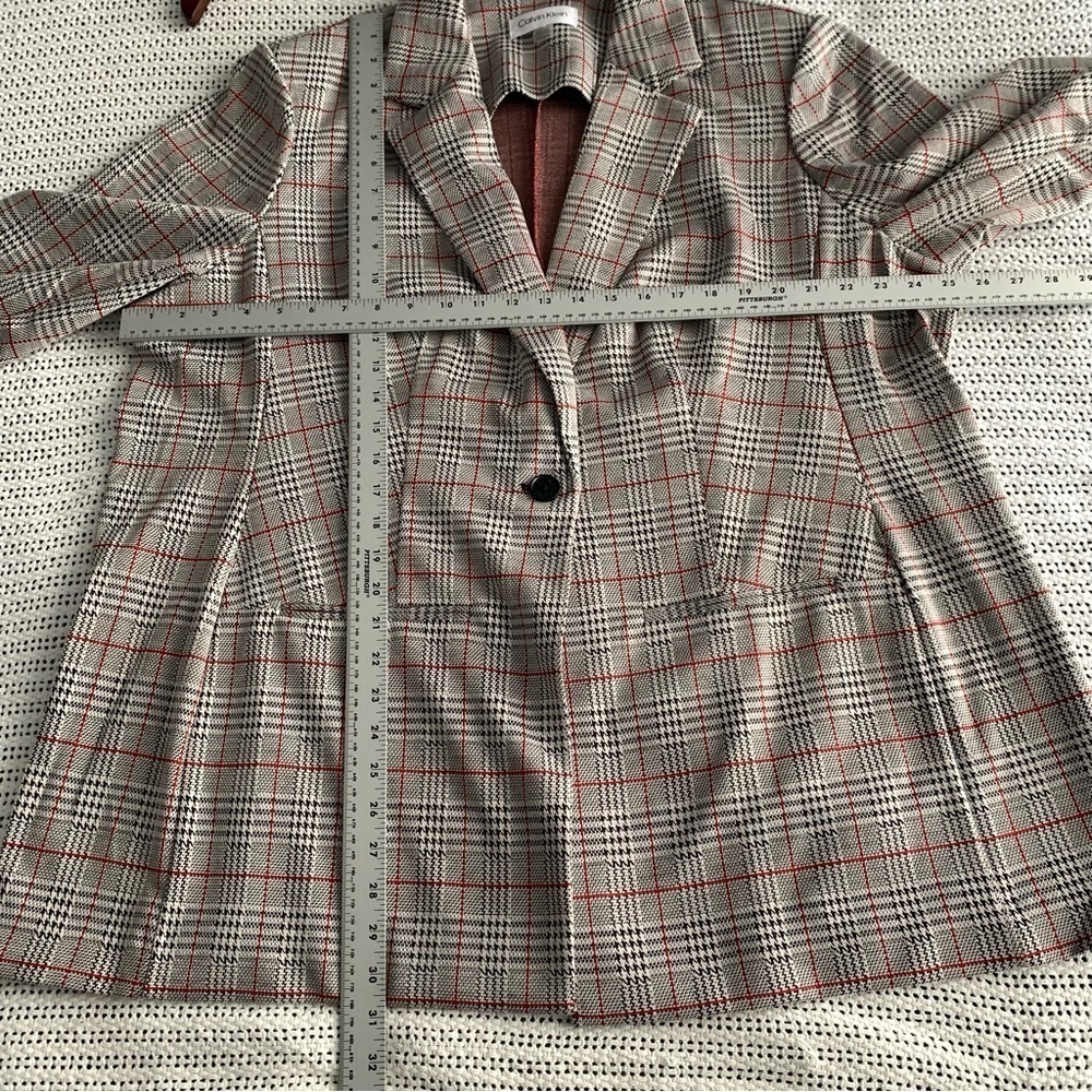 Calvin Klein 2X Plaid Single Button Blazer Preppy Career Old Money Houndstooth - Picture 12 of 16